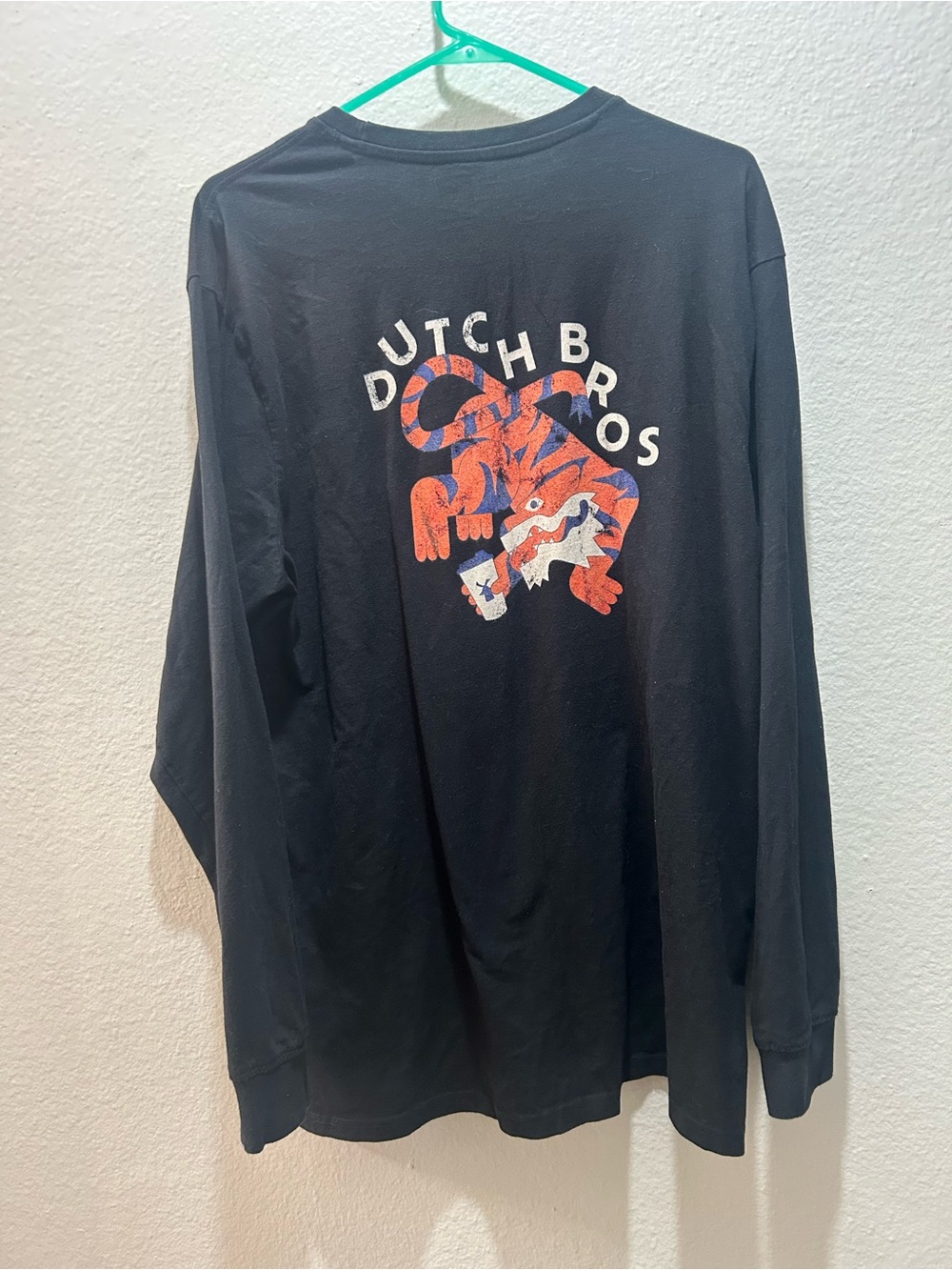 Dutch Bros Black Long-Sleeve Shirt with Orange and White Tiger Graphic